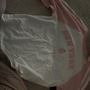 Pink and White New York Graphic  Cropped Top *Coquette*